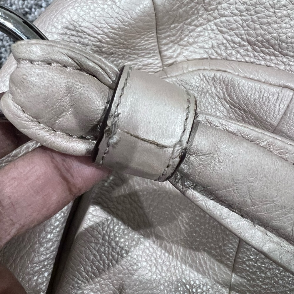 Coach Kristin Pebbled Leather Champagne Shoulder Bag Crossbody Hobo Zip Closure - Picture 9 of 15